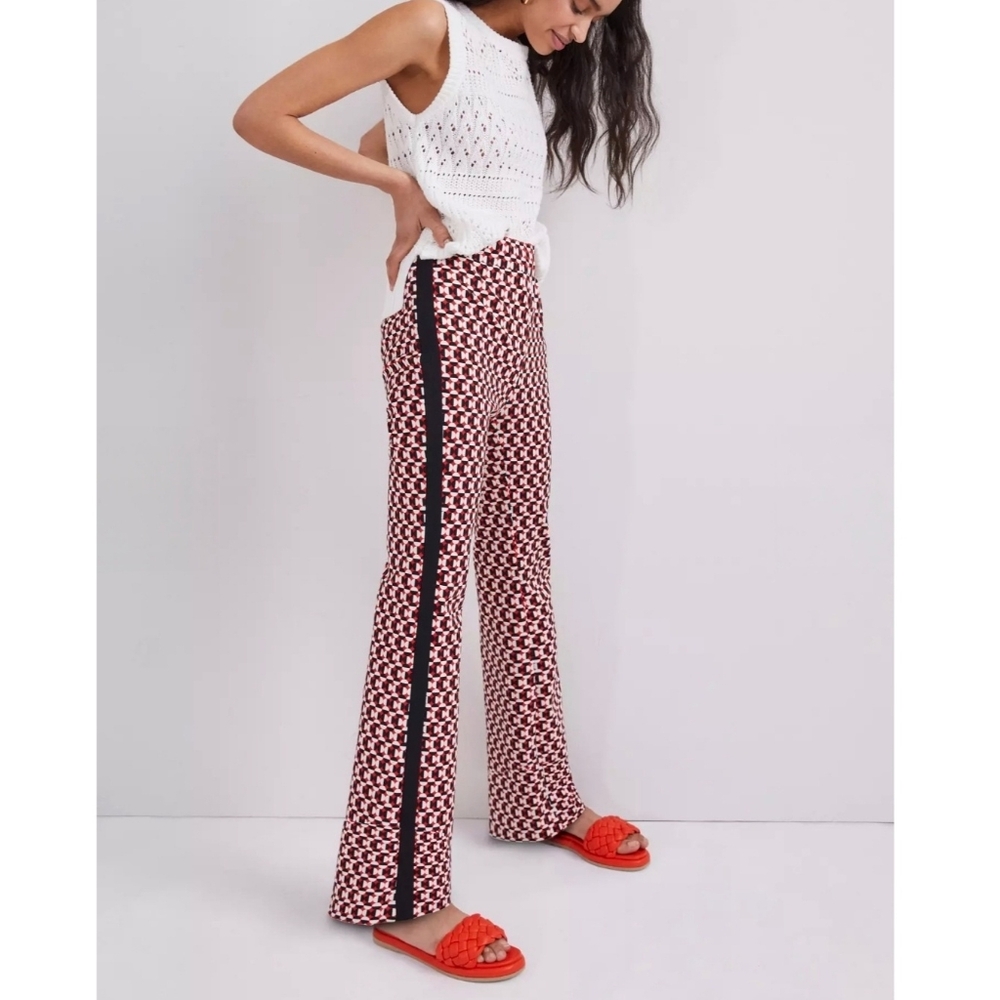 Anthropologie Maeve Pull-On Flared Pants Geometric Side Stripe
